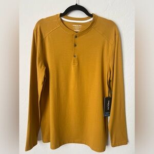 Kenneth Cole Slim Fit Lightweight Long Sleeve Shirt Mustard Size Medium